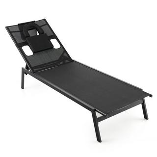 Northix Bain de soleil avec chaise longue de jardin ouvrant sur le visage avec dossier réglable en 5 directions noir  