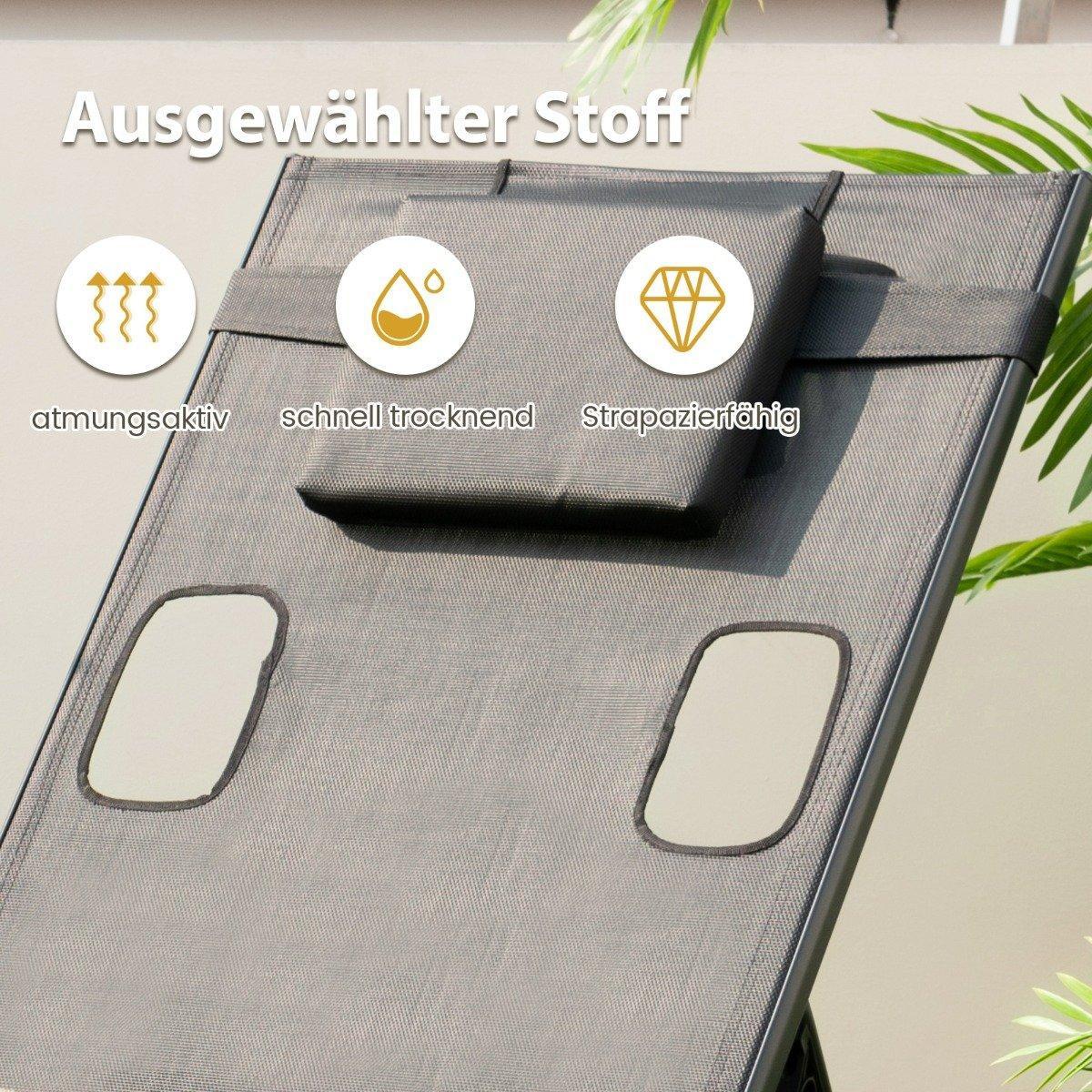 Northix Bain de soleil avec chaise longue de jardin ouvrant sur le visage avec dossier réglable en 5 directions noir  