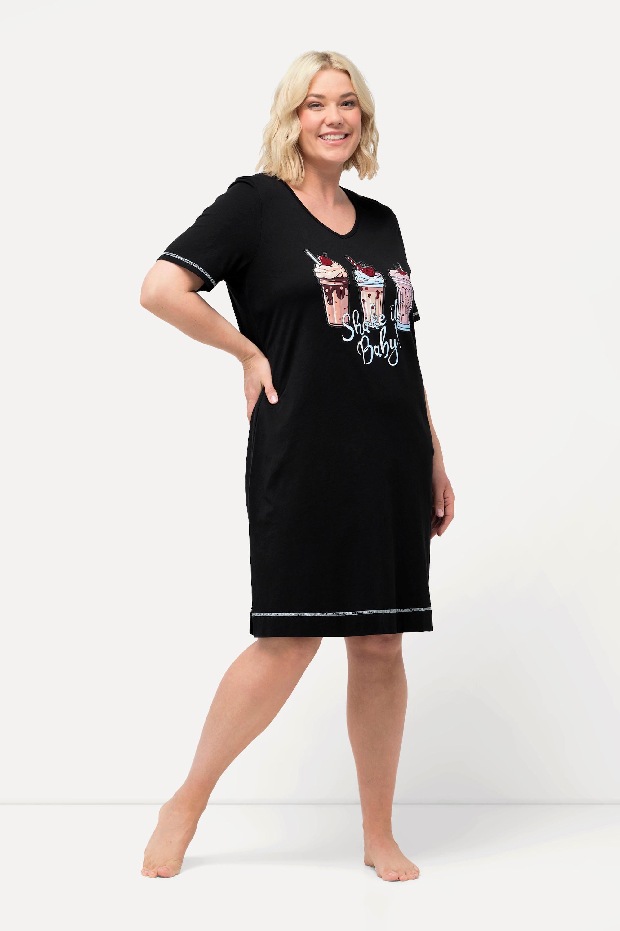 Ulla Popken  Bigshirt, bedruckt, V-Ausschnitt, Halbarm 