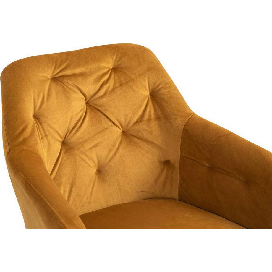 mutoni Fauteuil pivotant en velours jaune moutarde  