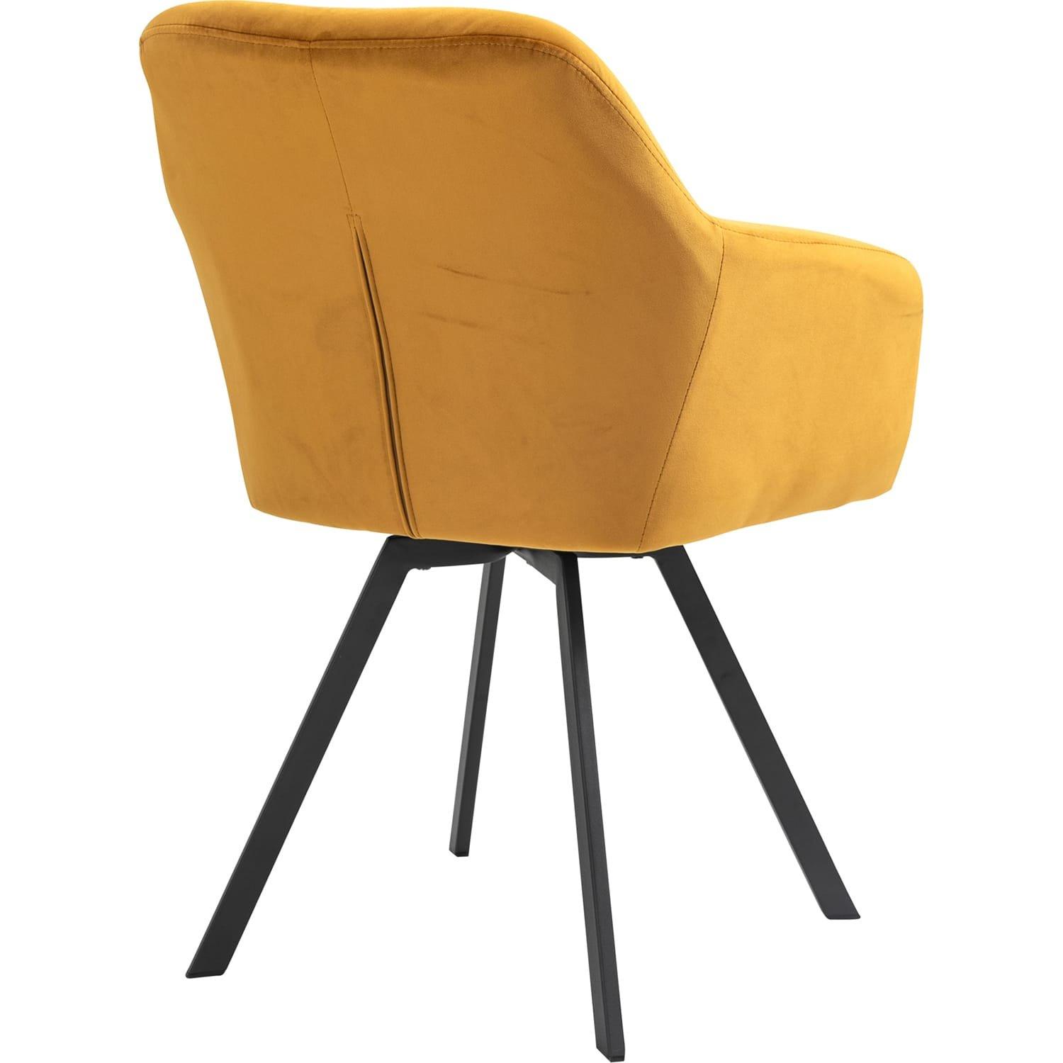 mutoni Fauteuil avec fonction pivotante Velours jaune moutarde  