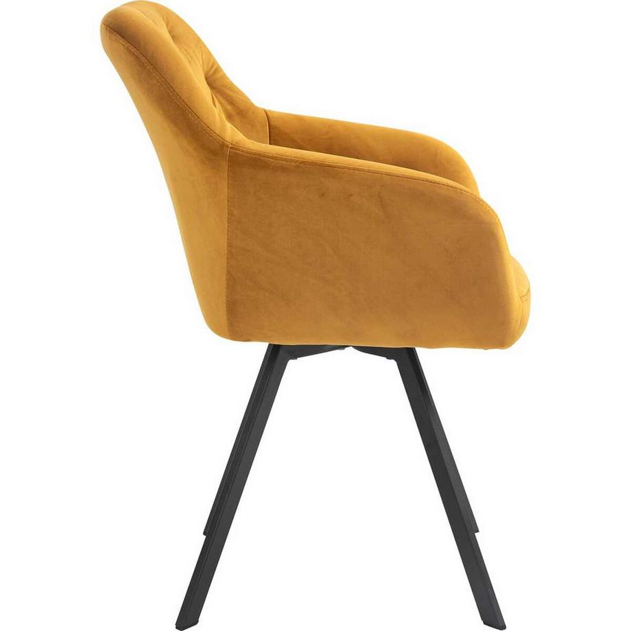 mutoni Fauteuil pivotant en velours jaune moutarde  