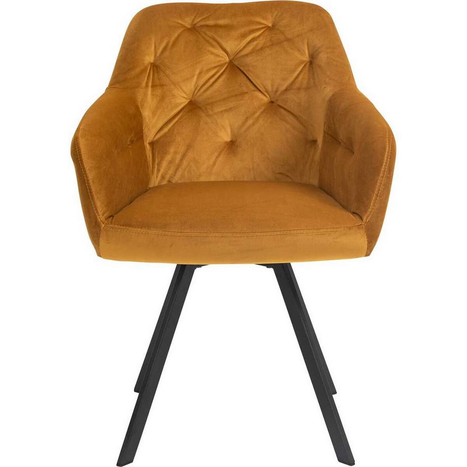 mutoni Fauteuil pivotant en velours jaune moutarde  