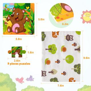 Activity-board  6er-Pack Holzpuzzle für Kinder jeden Alters, 9-teiliges Tierpuzzle für Kleinkinder, pädagogisches Vorschul-Lernspielzeug 