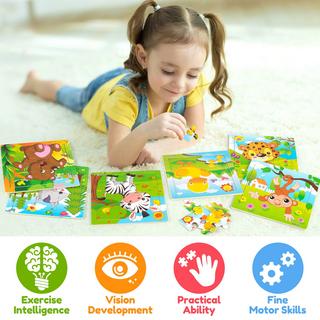 Activity-board  Lot de 6 puzzles en bois pour les enfants de tous âges, puzzles animaliers de 9 pièces pour les enfants en bas âge, jouet éducatif pour les enfants d'âge préscolaire. 