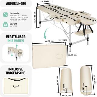 Tectake 2 Zonen Massageliege mit Polsterung, Massagerollen und Aluminiumgestell  