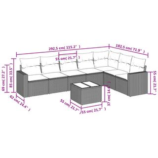 VidaXL Ensemble de canapés de jardin rotin synthétique  