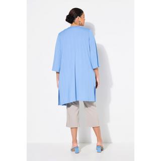 Ulla Popken Giacca lunga aperta in jersey a costine scollo a V  