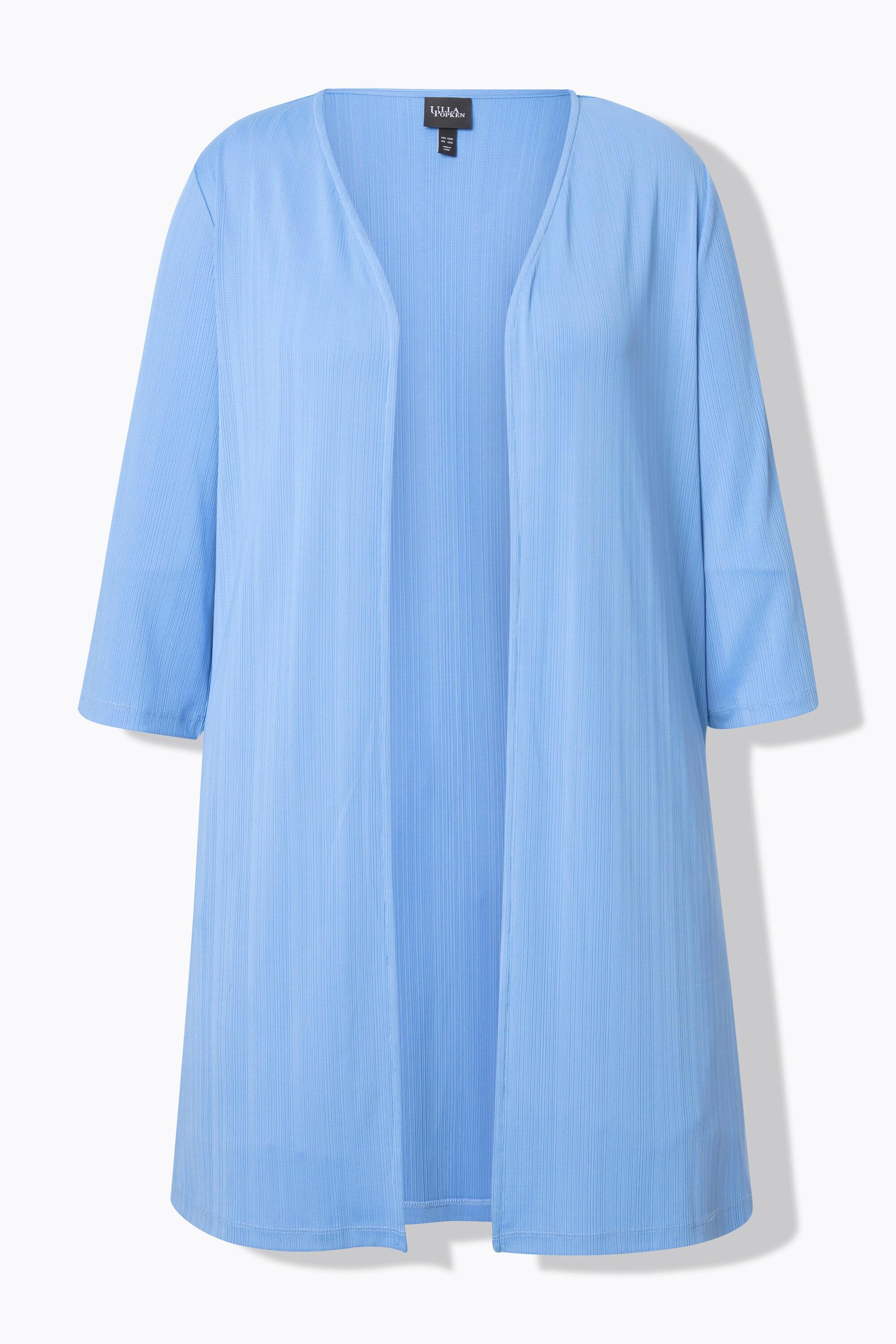 Ulla Popken Giacca lunga aperta in jersey a costine scollo a V  