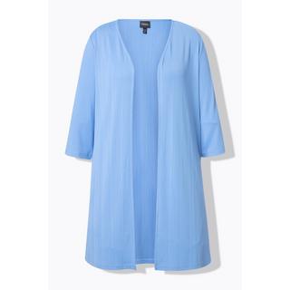 Ulla Popken Giacca lunga aperta in jersey a costine scollo a V  