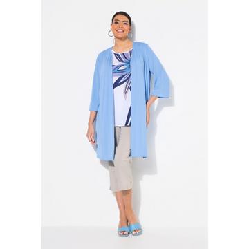 Giacca lunga e aperta in jersey a costine con scollo a V