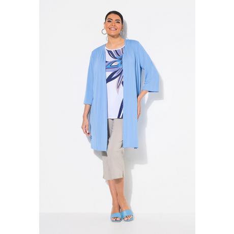 Ulla Popken Giacca lunga aperta in jersey a costine scollo a V  