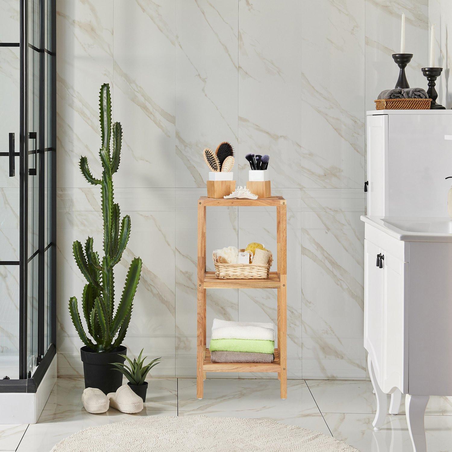 B2X Badezimmerregal in Nussbaum mit 3 Ablagen  