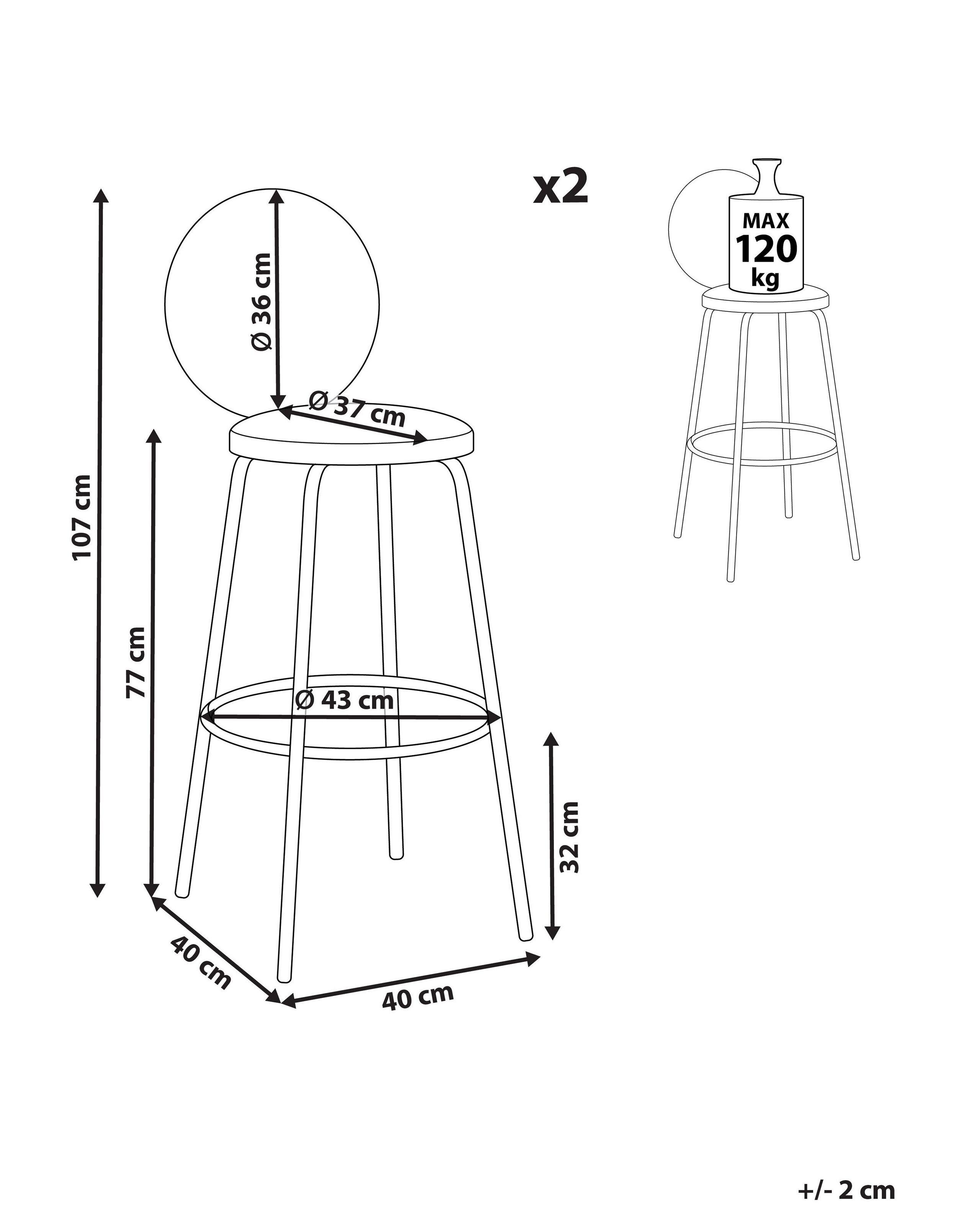 Beliani Lot de 2 tabourets de bar en Bouclé Moderne EMERY  