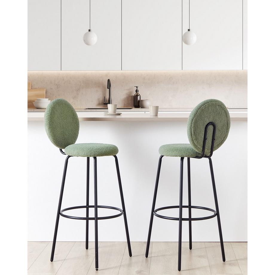 Beliani Lot de 2 chaises de bar en Bouclé Moderne EMERY  