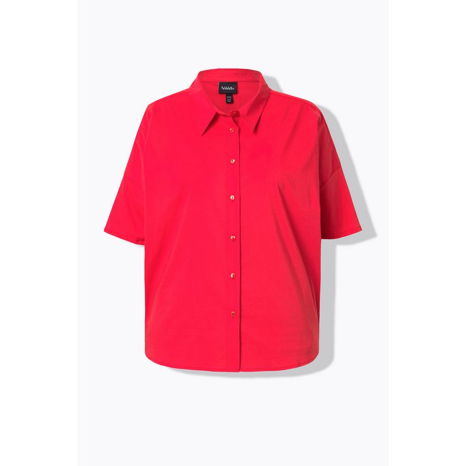 Ulla Popken Popeline Boxy Col Chemise Demi Manche Blouse  