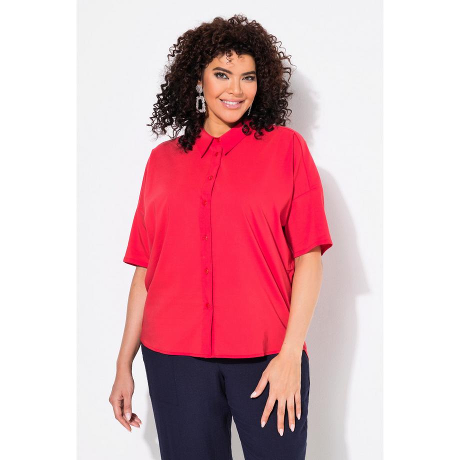 Ulla Popken Popeline Boxy Col Chemise Demi Manche Blouse  