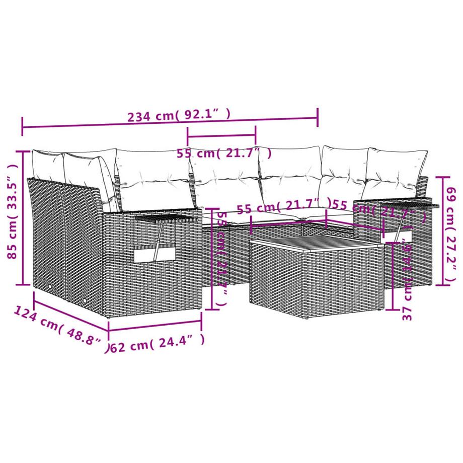 VidaXL Ensemble de canapés de jardin rotin synthétique  