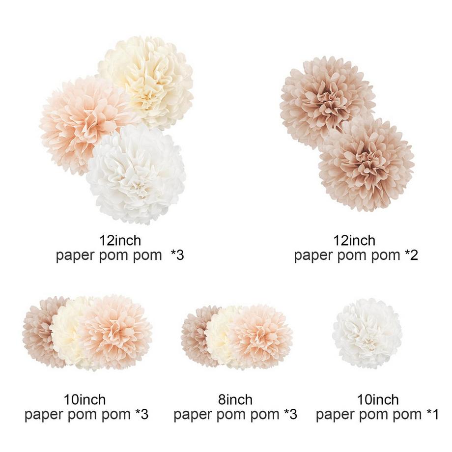 Alopini  12 Stück Partydekoration, altmodische Pompons aus Seidenpapier, Seidenpapierblumen 