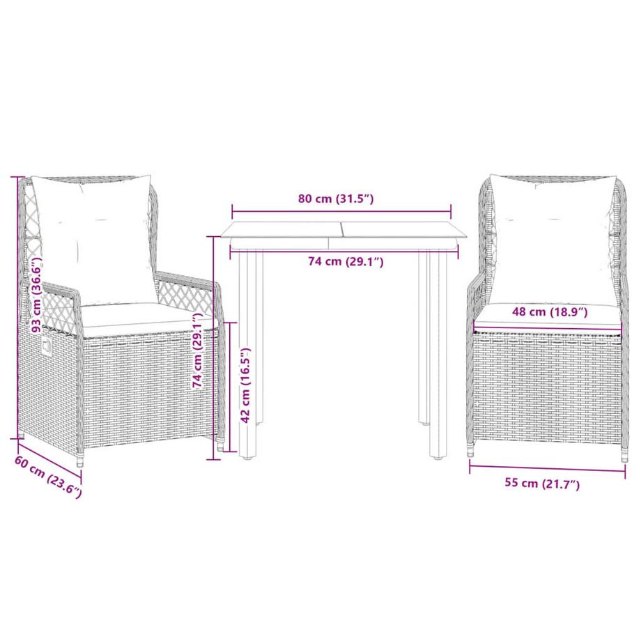 VidaXL set da pranzo da giardino Polirattan  