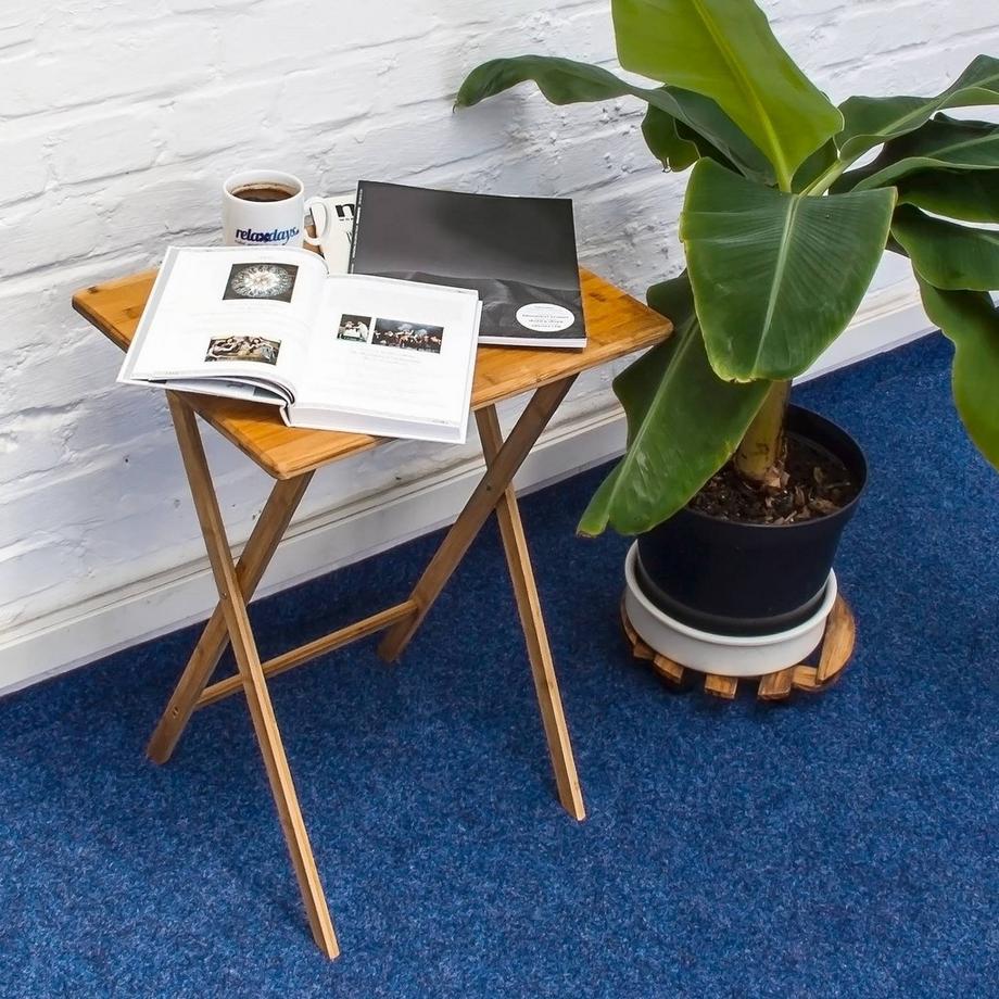 B2X Table d'appoint pliante en bambou  