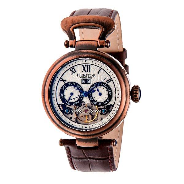 Heritor Automatic  Montre Heritor Automatique Ganzi Semi-Squelette en Cuir 