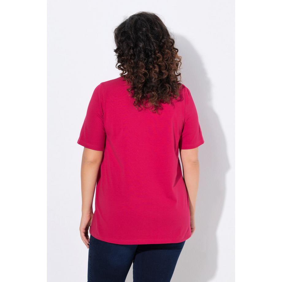 Ulla Popken T-Shirt Coupe Évasée Col Rond Manches Courtes  