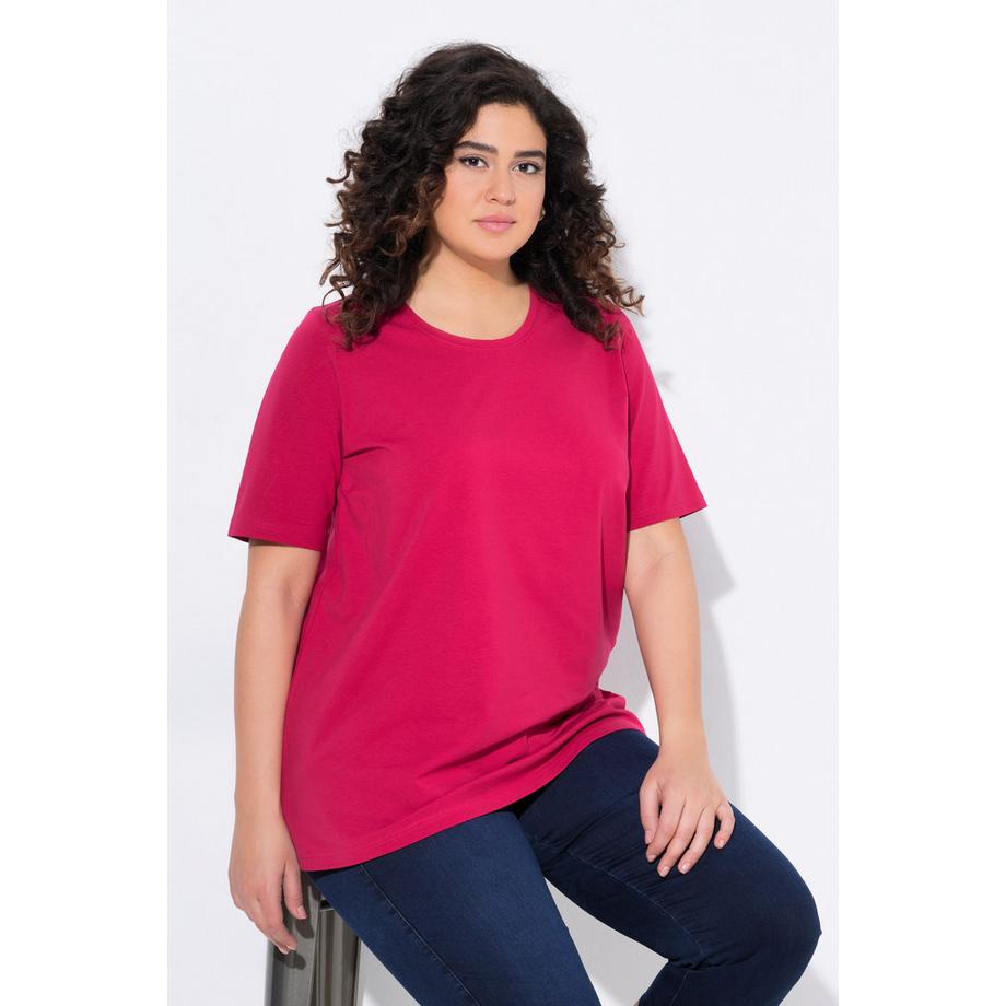 Ulla Popken T-Shirt Coupe Évasée Col Rond Manches Courtes  