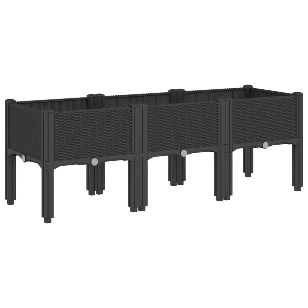 Jardinière avec pieds noir 120x40x42 cm PP vidaXL