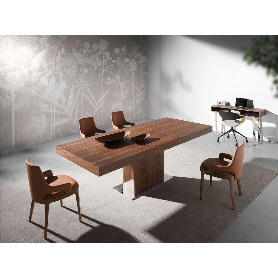 ANGEL CERDA  Rechteckiger Konsolentisch aus Nussbaum und verchromtem Stahl 