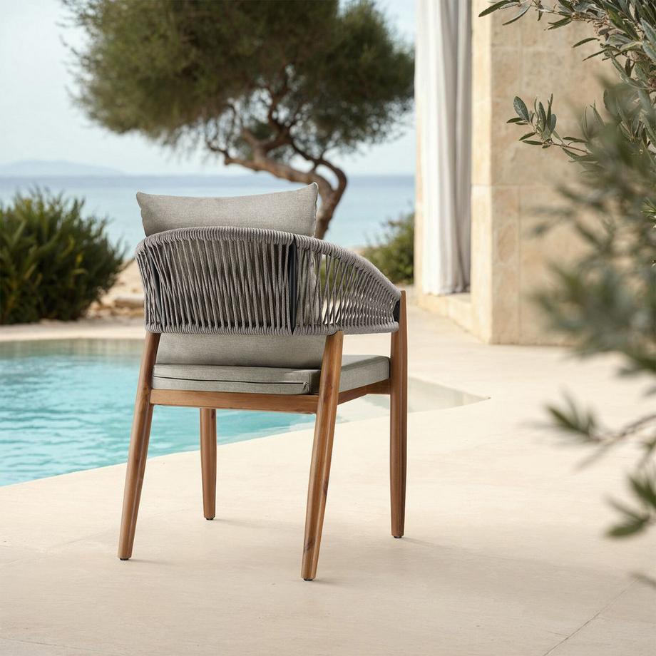 Tectake Chaise de jardin MANACOR Bois d'acacia lasuré et résistant aux intempéries  