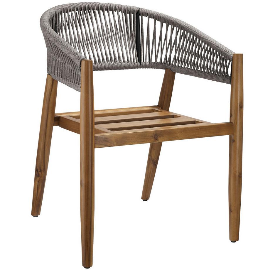 Tectake Chaise de jardin MANACOR Bois d'acacia lasuré et résistant aux intempéries  