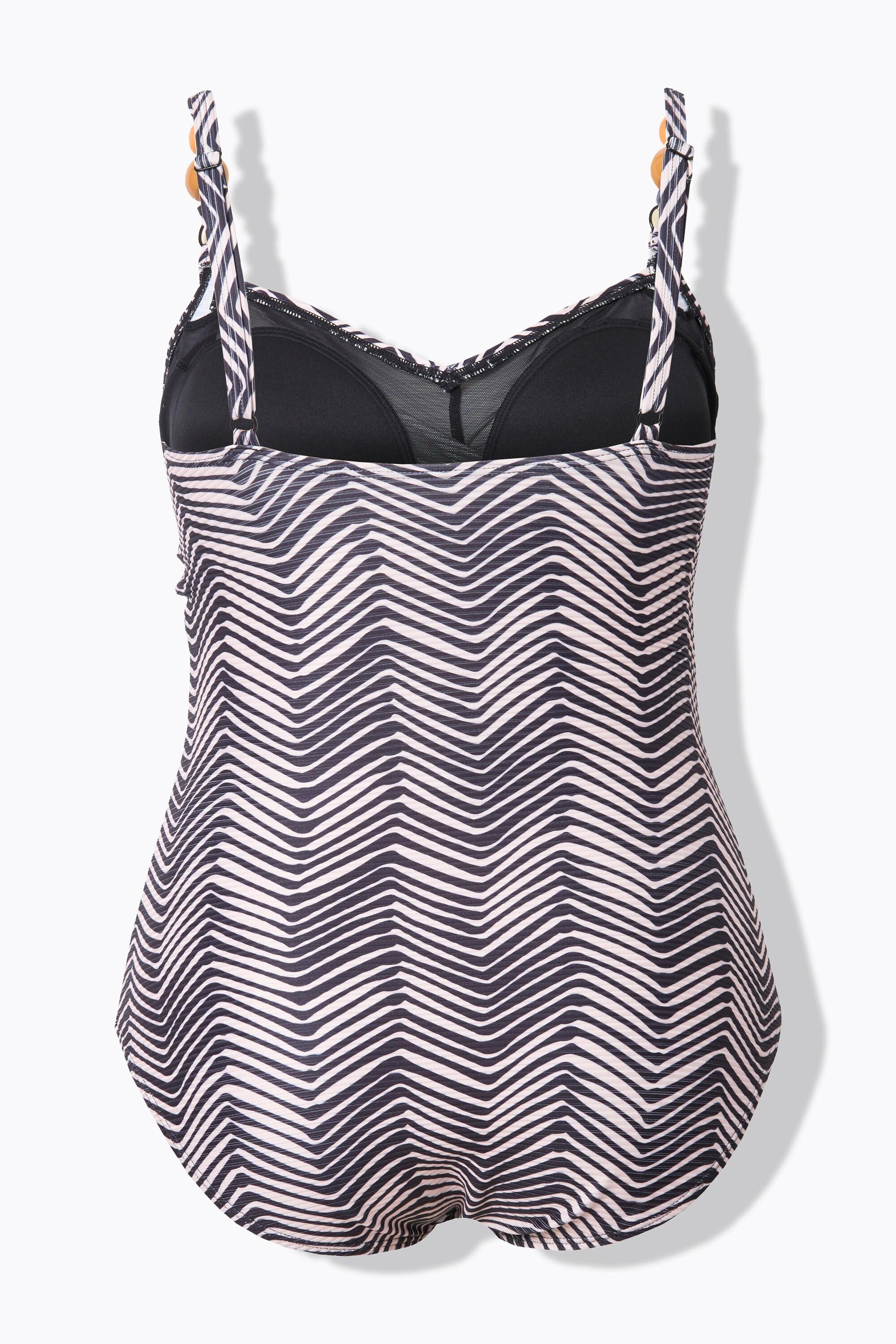 Ulla Popken Maillot de bain Motif Chevrons Bonnets Souples Perles Fantaisie  