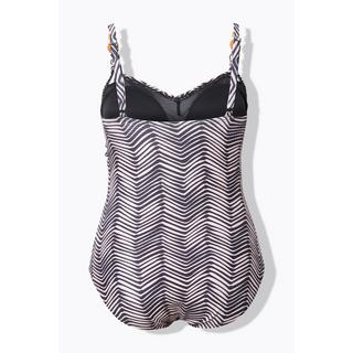 Ulla Popken Maillot de bain Motif Chevrons Bonnets Souples Perles Fantaisie  