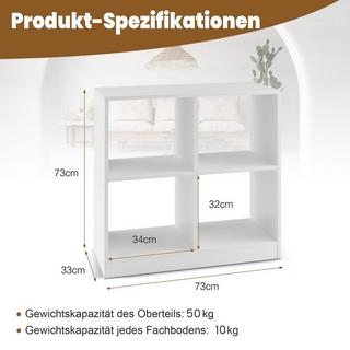 Northix Bibliothèque en bois avec étagère cubique à 4 compartiments et protection anti-basculement 73 x 33 x 73 cm blanc  