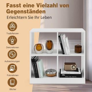 Northix Bibliothèque en bois avec étagère cubique à 4 compartiments et protection anti-basculement 73 x 33 x 73 cm blanc  