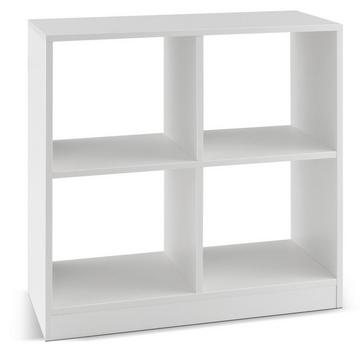 Bibliothèque en bois avec étagère cubique à 4 compartiments et protection anti-basculement 73 x 33 x 73 cm blanc