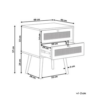 Beliani Table de nuit à 2 tiroirs en Rotin Boho PEROTE  