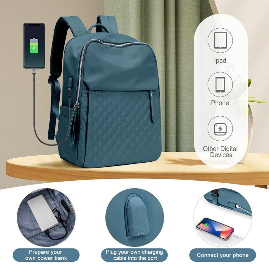 Only-bags.store Eleganter mittlerer Laptop Rucksack USB Ladeanschluss Schulrucksack  