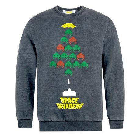 Space Invaders  Tree Burnout Sweatshirt  weihnachtliches Design 