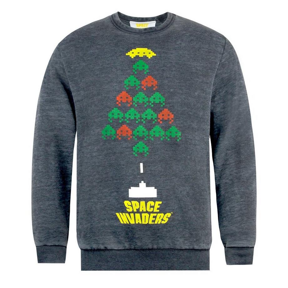 Space Invaders Space Invaders Christmas Tree Burnout Sweatshirt  