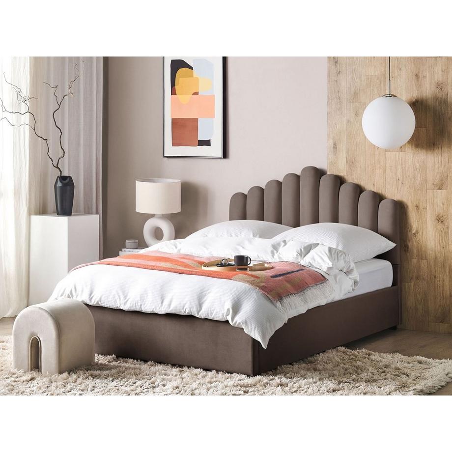Beliani Bett mit Bettkasten aus Samtstoff Modern VINCENNES  