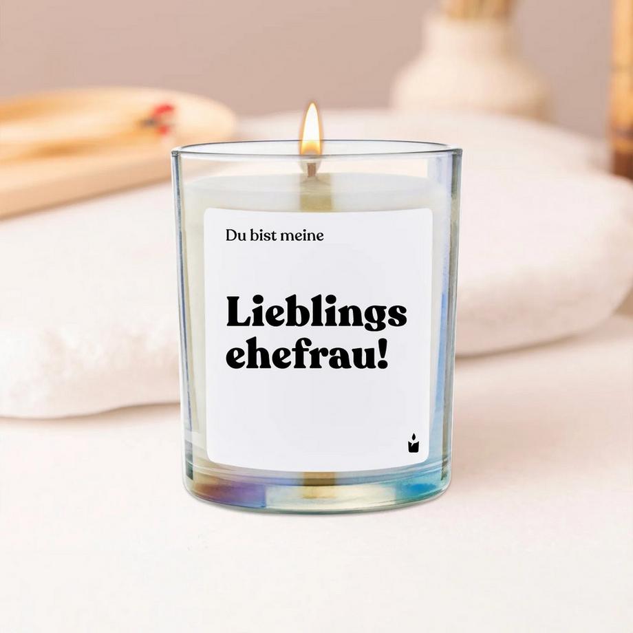CandleHand Duftkerze Woody Du bist meine Lieblingsehefrau!  