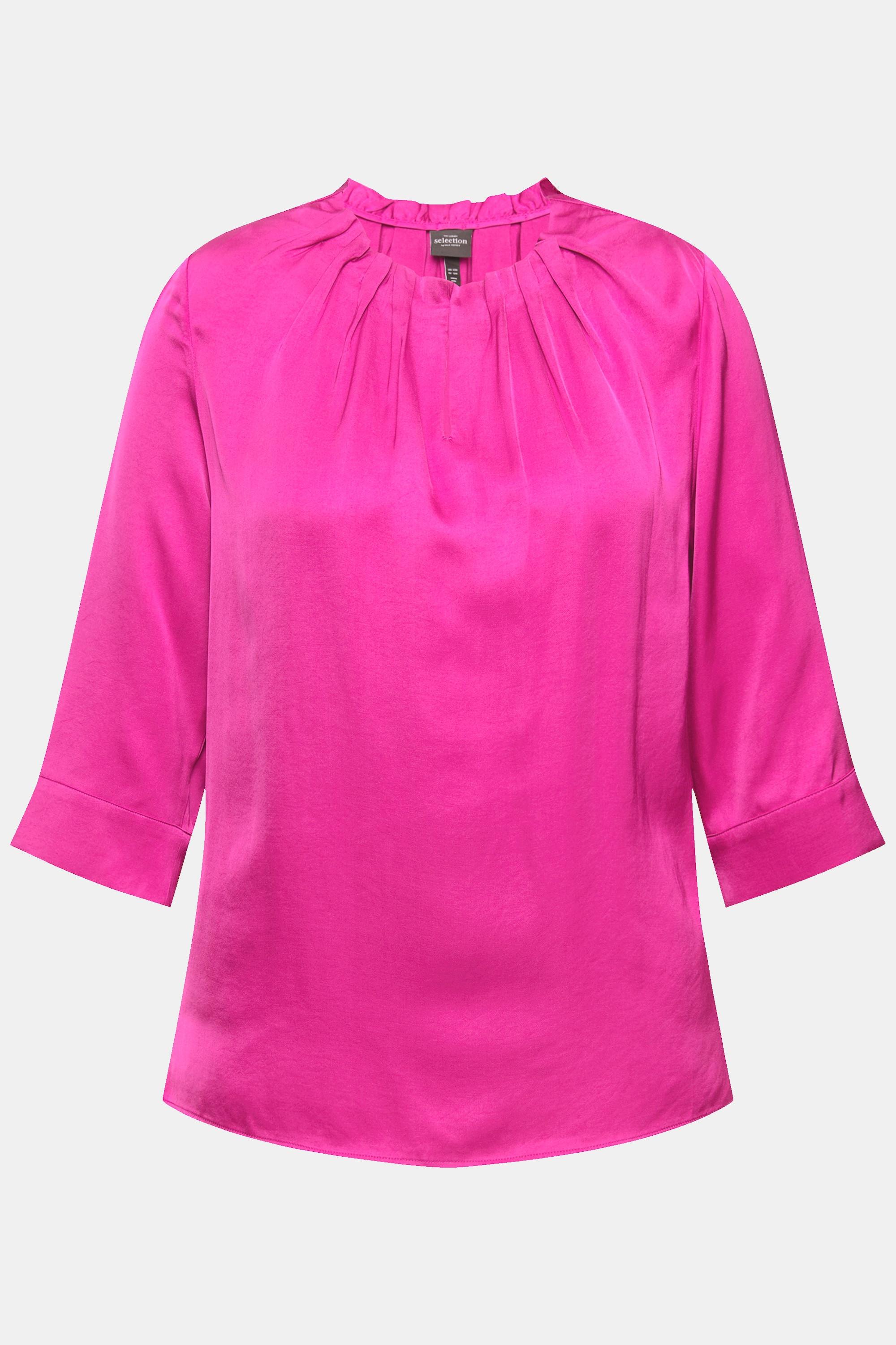 Ulla Popken  Blouse avec décolleté froncé, manches 3/4 