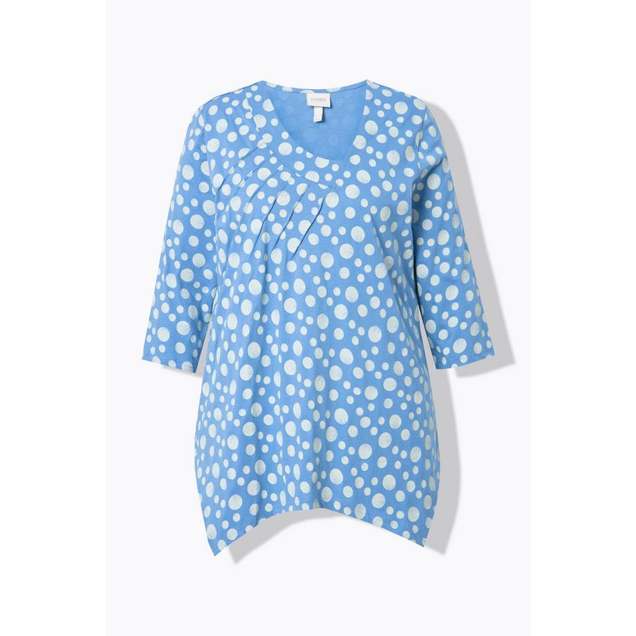 Ulla Popken Shirt Zipfelsaum V-Ausschnitt 3/4-Arm Biobaumwolle  