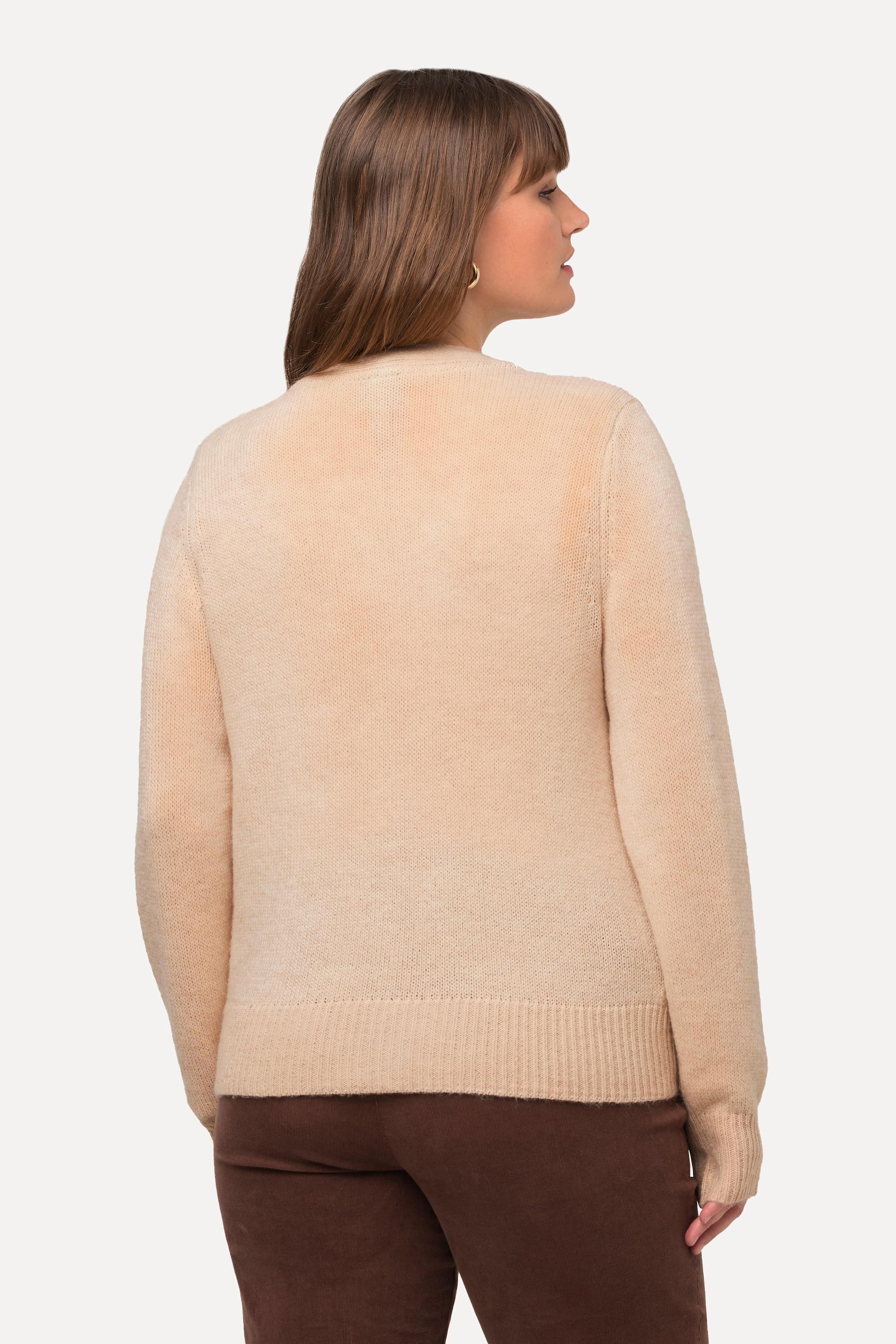 Ulla Popken  Cardigan con maglia intrecciata, scollatura a V e abbottonatura 