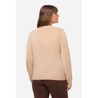 Ulla Popken  Cardigan à col V et patte de boutonnage, motif torsadé 