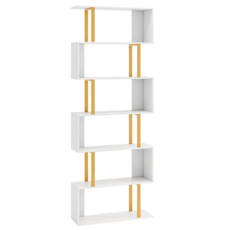 B2X S-förmiges Bücherregal mit 6 Ebenen Standregal Raumteiler Aufbewahrungsregal 70 x 24 x 189 cm  