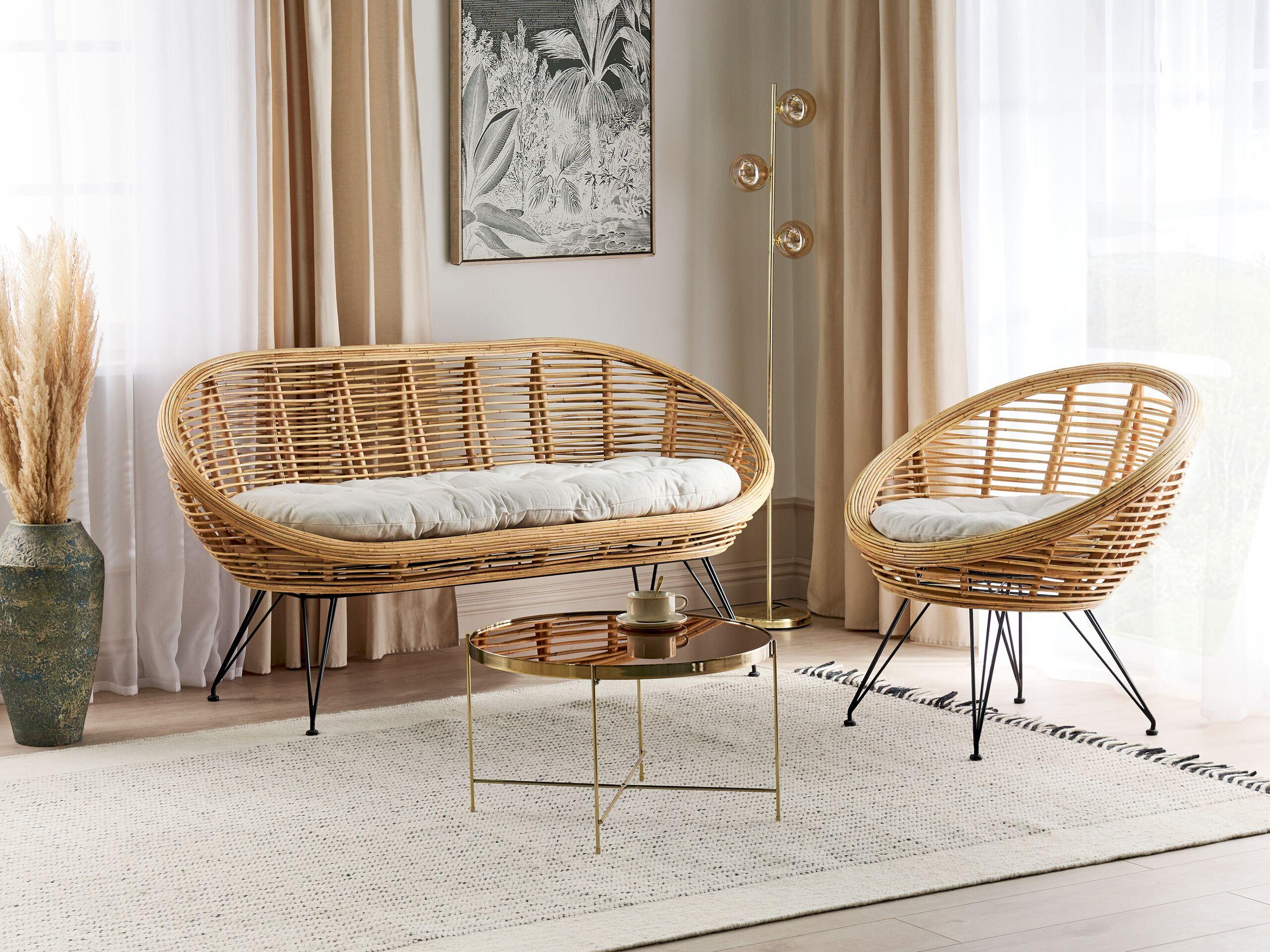 Beliani Garten Lounge aus Rattan Boho MARATEA  