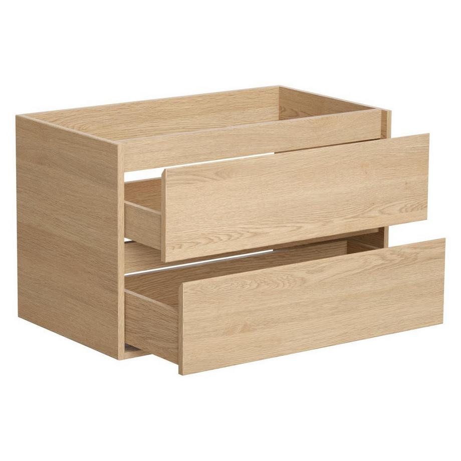 Vente-unique Waschbeckenunterschrank hängend mit Aufsatzwaschbecken & Spiegel - 80 cm - Eichenholzfurnier - MILIPAM  